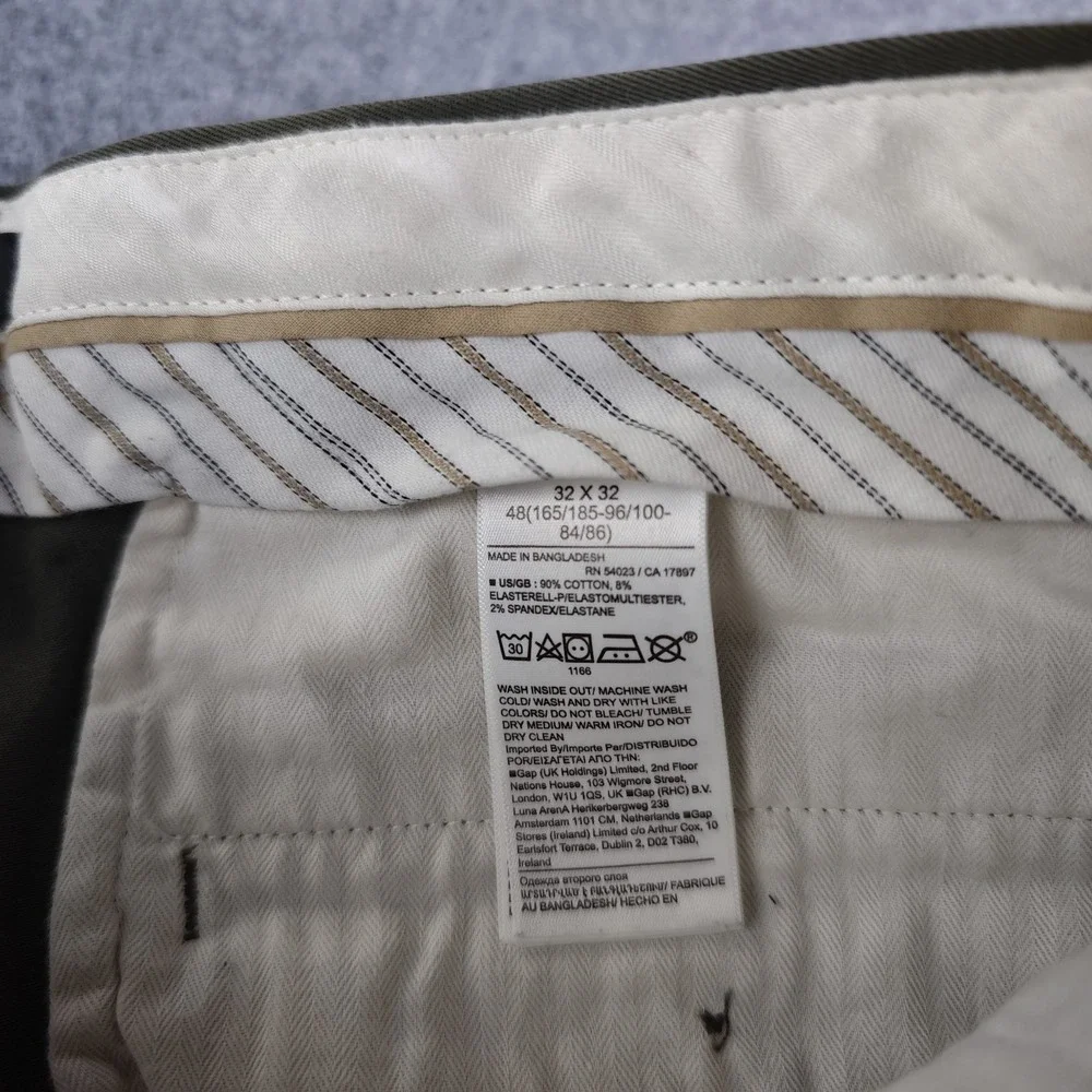 Banana Republic Aiden Pants Mens 32x32 Slim Fit Green Flat Front 100% Cotton